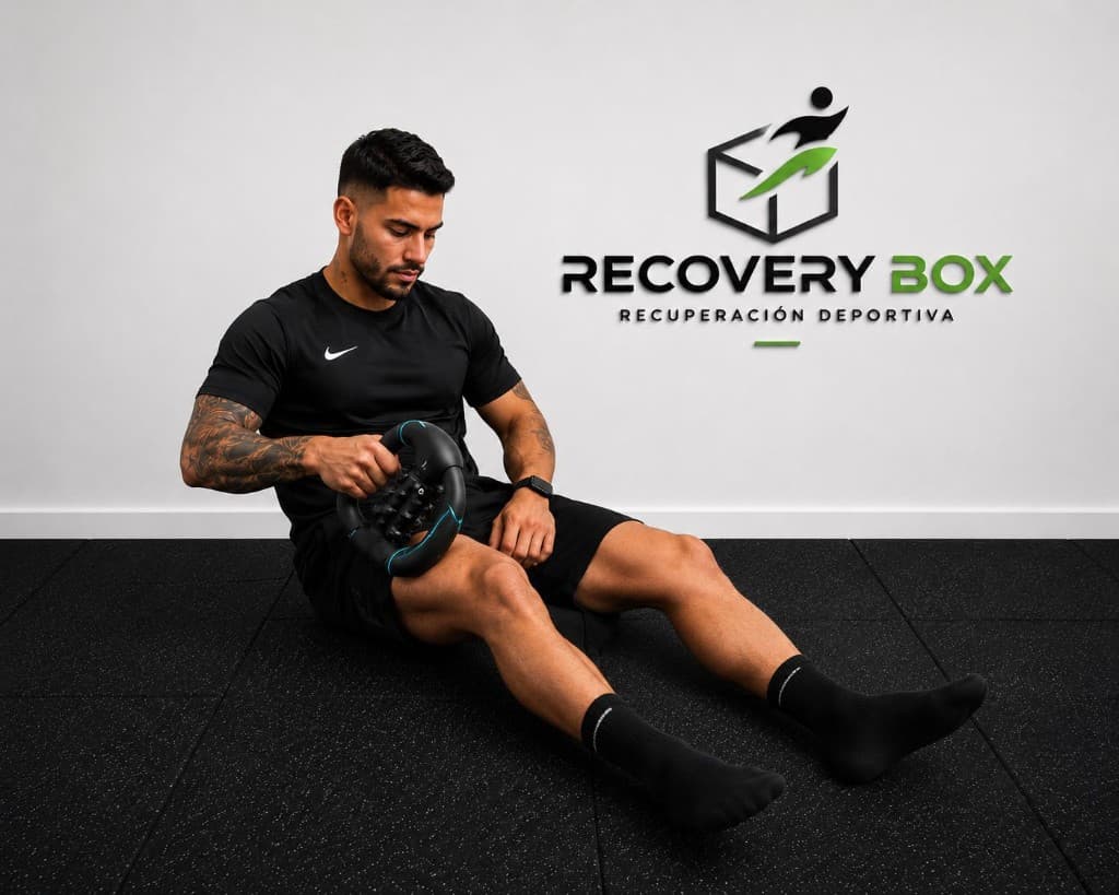 Persona usando rodillo de masaje en Recovery Box